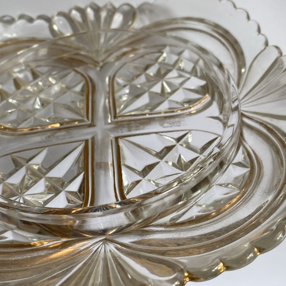 Vintage heavy cut glass covered fish. Gold gold trim - Picture 5 of 12